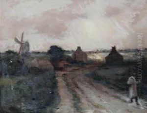 Figure On A Country Lane by Marie, Nee Guillet Cazin