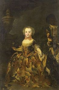 Portrait D'une Jeune Princesse Avec Son Serviteur Noir Tenant Un Carlin by Sebastiano Ceccarini