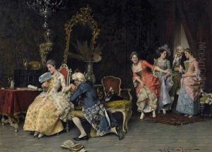 Galante Werbung. Vornehme Gesellschaft Beim Spiele Im Salon by Adriano Cecchi