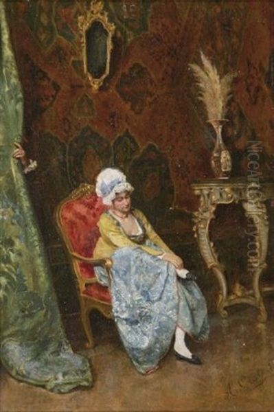 Dame Im Salon, Von Einem Herrn Heimlich Beobachtet - view 1