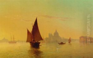 The Entrance To The Grand Canal, Venice by Eugenio Cecchini Prichard