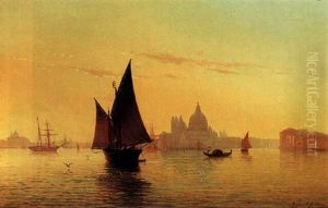 The Entrance Of The Grand Canal With La Dogana And The Chuch Of S.maria Della Salute, Venice by Eugenio Cecchini Prichard