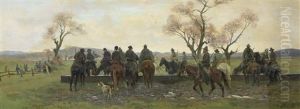 Sosta Dei Cacciatori Per Far Abbeverare I Cavalli by Eugenio Cecconi