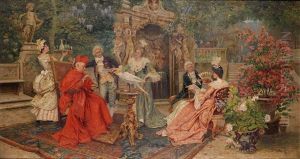 Kardinal D'este Receives Guests At His Villa In Tivoli by Lorenzo Cecconi