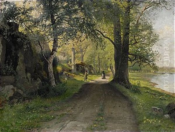 Varlandskap Med Blomsterplockande Flicka Och Hennes Mor - view 1