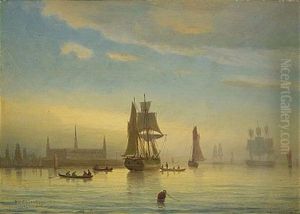 Segelfartyg Vid Kronborgs Slott by Pehr Wilhelm Cedergren
