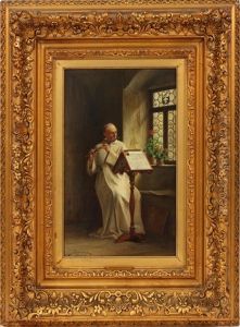 Priest Playing Flute by Thure Nikolaus Cederstrom