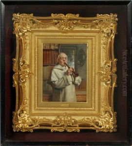 Monk Playing Flute by Thure Nikolaus Cederstrom
