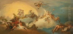 Aurora With Apollo Driving The Sun Chariot by Costantino Cedini