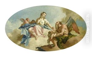 An Allegory With Venus And Time by Costantino Cedini