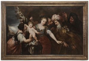 The Infant Moses Stamping On Pharoah's Crown by Andrea Celesti