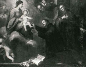 The Madonna And Child Appearing To St Francis And St Dominic by Andrea Celesti
