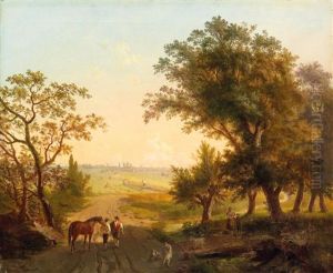 Waldweg Mit Windmuhlen by Herman Wilhelm Cellarius