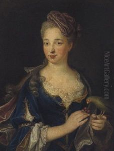 Portrat Der Dame De Chateaurenard, Die Einen Papagei Mit Kirschen Futtert