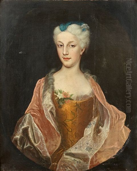 Jeune Femme En Buste Dans Un Ovale Peint - view 1