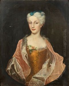 Jeune Femme En Buste Dans Un Ovale Peint
