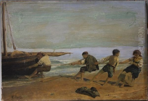 Italian 19th Century Fishing Scene - view 1