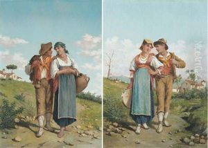 Idillio Campestre (2 Works, 1 Sgd.) by Pasquale Celommi