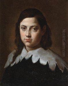Portrait Of A Young Boy, Bust-length, In Black Costume With A White Lace Collar