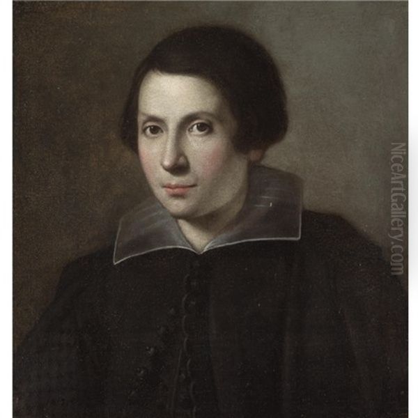Portrait Of A Young Man Wearing Black With A White Ruff - view 1