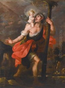 Saint Christopher Carrying The Christ Child by Mateo Cerezo