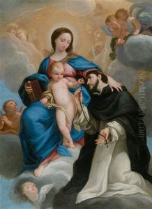 Madonna Mit Dem Kind Und Dem Heiligen Dominikus by Mateo Cerezo