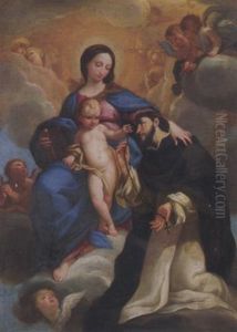 Madonna Mit Dem Kind Und Dem Hl. Dominikus by Mateo Cerezo
