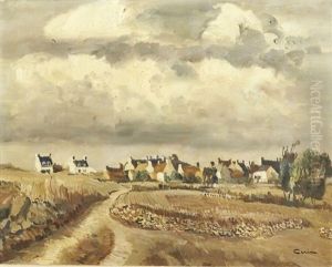 Village En Bretagne by Edmond Ceria