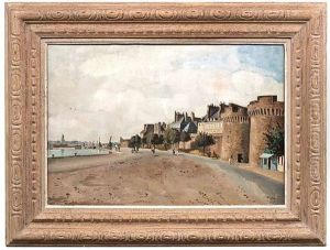 Uferpromenade Vor Den Toren Einer Historischen Altstadt by Edmond Ceria