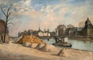 Paris, La Seine Au Pont Des Arts by Edmond Ceria