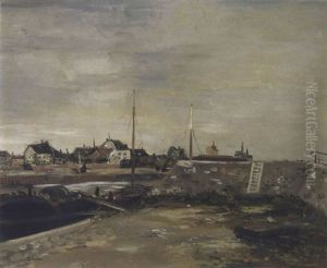 Le Canal Pres Du Village by Edmond Ceria