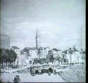 Le Village Au Bord De La Mer by Edmond Ceria