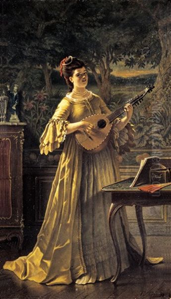Musicerende Dame In Een Salon - view 1