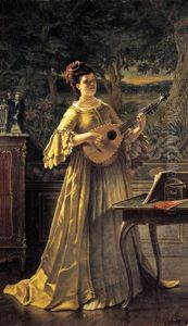 Musicerende Dame In Een Salon