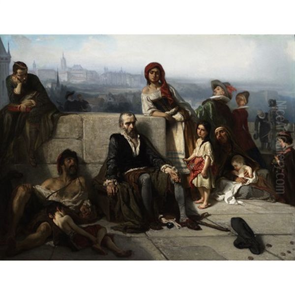 Lomnitzky Von Budecz Auf Der Brucke (le Poete Simon Von Lomnitz Mendie Sur Le Pont) (the Poet Lomnicky As A Beggar On The Bridge Of Prague) - view 1