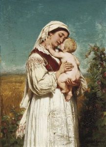 Mutter Mit Ihrem Kleinen Auf Dem Arm Mutter Mit Ihrem Kleinen Auf Dem Arm