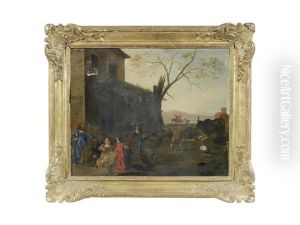 Elegant Figures Merrymaking Before A Tavern Elegant Figures Merrymaking Before A Tavern