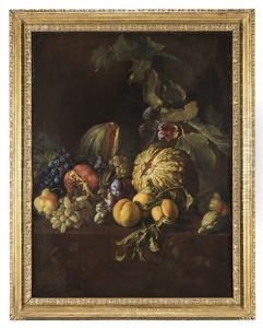 Natura Morta Con Zucca, Pere E Melograno