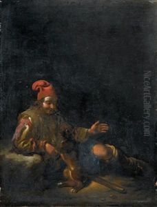 Ragazzo Che Gioca Con Un Cane by Michelangelo Cerquozzi