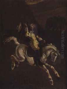 A Gentleman In Yellow Schooling A Horse