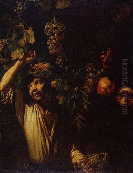 A Youth Beneath A Vine With Grapes And A Pomegranate Tree - view 1