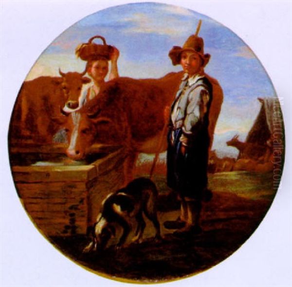 Hirtin Und Hirt In Einer Landschaft - view 1