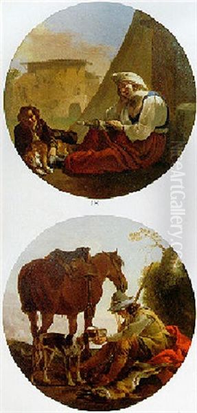 A Sleeping Woman With A Boy And His Dog - view 1