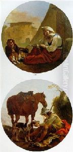 A Sleeping Woman With A Boy And His Dog by Michelangelo Cerquozzi