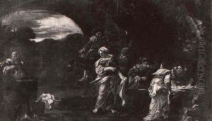 Peasant Woman Washing Linen In A Cavern