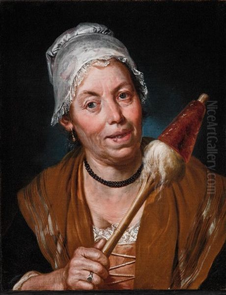 A Woman Holding A Spindle - view 1