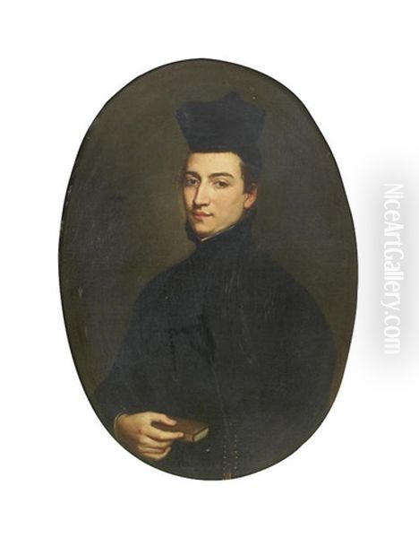 Portrait Of A Priest, Half-length, In Black - view 1