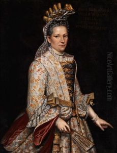 Portrat Einer Dame Mit Hut Und Facher by Giacomo Ceruti