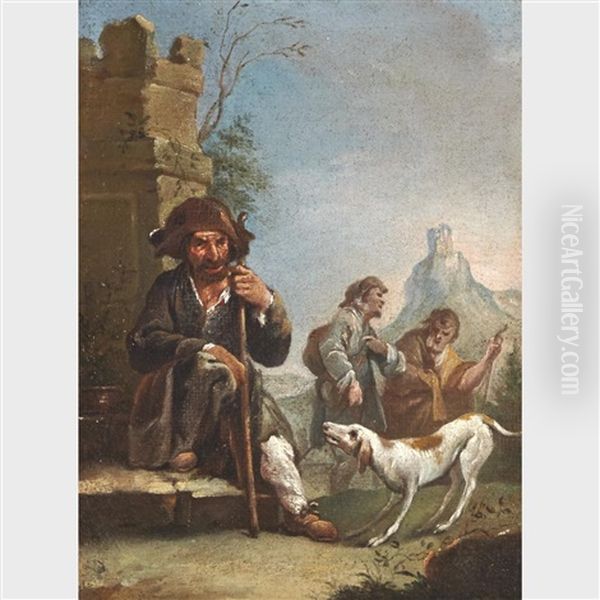A Beggar With His Dog - view 1
