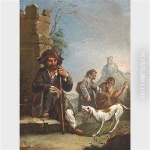A Beggar With His Dog